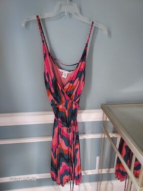 Diane Von Furstenberg Pink & Navy Multi-Color Wrap Dress